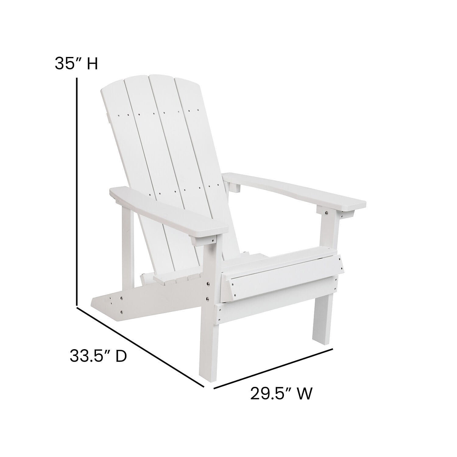 Flash Furniture Charlestown Weather Resistant Resin Adirondack Chair - White (Set of 4)