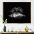 thumbnail image 2 of Designart 'Sexy Golden Metallized Woman Lips I' Modern Framed Canvas Wall Art Print, 2 of 5