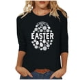 thumbnail image 2 of EQWLJWE 2024 Easter Day Shirts for Women Casual 3/4 Sleeve Cute Flower Eggs Graphic Tees Trendy Workout Tunic Tops Comfy Three Quarter Loose Blouse for Summer Spring (Black,5XL), 2 of 4
