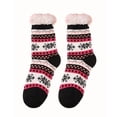 thumbnail image 2 of MySmile 1 Pair Women Men Christmas Slipper Socks Fuzzy Thermal Bed Sherpa Slipper Socks Fleece US 5-11 Christmas Socks Black Rose, 2 of 5