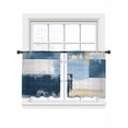 thumbnail image 2 of Abstract Collage Art Sheer Curtains 45 Inches Long 2 Panels Vintage Blue Oil Painting Theme Light Filtering Semi Sheer Window Curtains Drapes for Bedroom Living Room 52"x45", 2 of 7