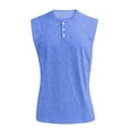 thumbnail image 2 of Soft Slub Cotton Sleeveless Henley Shirts for Men Classic 3 Button Placket Chest Pocket Workout Tank Tops, 2 of 4