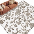 thumbnail image 3 of 5x7 Area Rugs, Brown Flower Non-Skid Rubber Backing Large Rectangle Rugs - Living Room Bedroom Home Office, Vintage Farmhouse Boho Leaf Spring Plant Indoor Floor Mat Carpets Washable Rug, 3 of 9