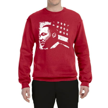 Wild Bobby, Martin Luther King Jr Classic MLK Black History Flag, Black Pride, Unisex Crewneck Graphic Sweatshirt, Red, 3X-Large