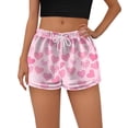 thumbnail image 3 of Womens Pajama Shorts Heart Print Flannel Bottoms Drawstring Waist Lounge Casual Comfy Spring Sleep Shorts XL Polyester, 3 of 3