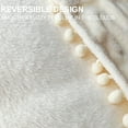 thumbnail image 5 of Flannel Blanket Soft Throw Blanket with Pompom Fringe Lightweight Bed Blanket Fit Couch Sofa(70"x 80")(Ivory), 5 of 10