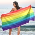 thumbnail image 7 of Dreamtimes Rainbow Striped Beach Towel,Absorbent Quick Dry Sport Towel Oversized Lightweight Soft Bath Towel for Travel Sports Pool Swimming Bath Camping 31x71in, 7 of 7