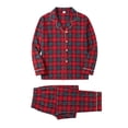 thumbnail image 5 of Leey-World Christmas Family Pajamas Matching Sets Family Pajamas Plaid Button-Front Pajamas Set Long Sleeve Holiday Sleepwear Set, 5 of 5