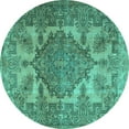 thumbnail image 1 of Ahgly Company Indoor Round Persian Turquoise Blue Traditional Area Rugs, 5' Round, 1 of 4