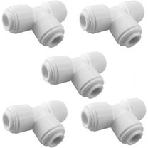PureSec 3/8 inch Tee Connector Push to Connect Fittings Plastic Quick Fitting for water purification&RO System (5, 3/8" Tube O.D.X3/8" Tube O.D.X 3/8" Tube O.D.)