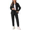 thumbnail image 2 of INSPIRAR CHIC Conjunto de 2 Piezas para Mujeres Traje de Pana Casual Chaqueta de Manga Larga con Botones y Pantalones con Bolsillos XS Negro, 2 of 5