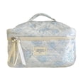 thumbnail image 2 of Bolsa de Maquillaje de Viaje Acolchada, Bolsa de Maquillaje de Flores, Bolsa Organizadora de Lavado con Asa de Gran Capacidad, para La Familia Azul, 2 of 8