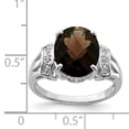 thumbnail image 2 of Primal Silver Sterling Silver Rhodium Checker-cut Smoky Quartz and Diamond Ring, 2 of 4