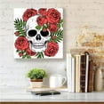thumbnail image 2 of Skull with Roses Around-14"x14" Canvas Artwork 14 x 14, 2 of 5