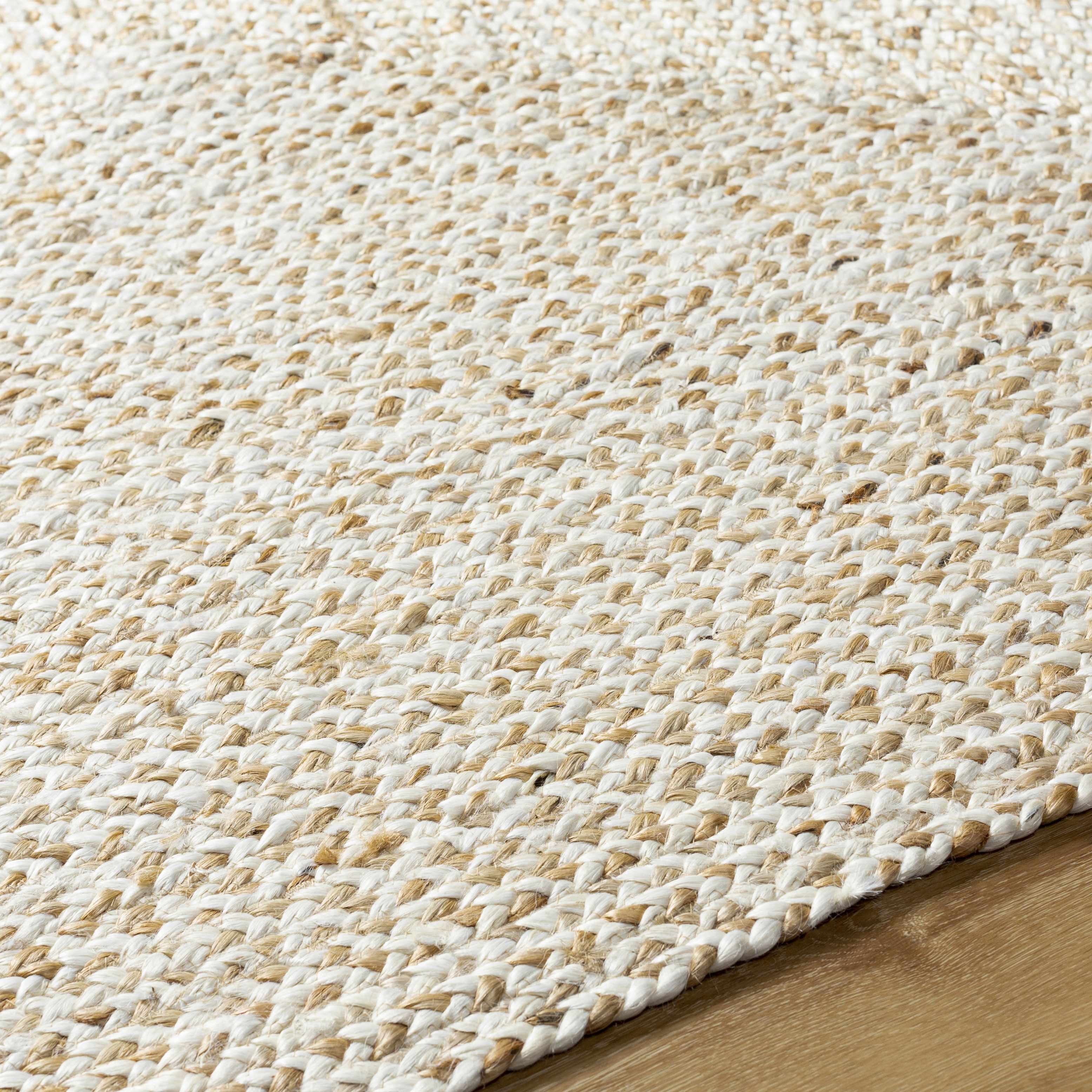 Hauteloom Elkie Jute Living Room, Bedroom Area Rug - Farmhouse - Bone - 9' x 12'
