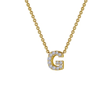 Lafonn Initials By Rhonda Faber Green Sterling Silver Gold Plated Initial G Necklaces (0.38 Cttw)