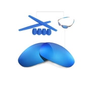 Walleva Ice Blue Replacement Lenses And Blue Rubber Kit(Earsocks+Temple Socks) for Oakley Juliet Sunglasses