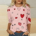 thumbnail image 2 of Tumotour Pullover Sweatshirts For Women 2025 Trendy Crew Neck 3/4 Sleeve Valentine'S Day Printed Tops Casual Cute Tunic Tops Tees Blouses Loose Pullover Tops, 2 of 5