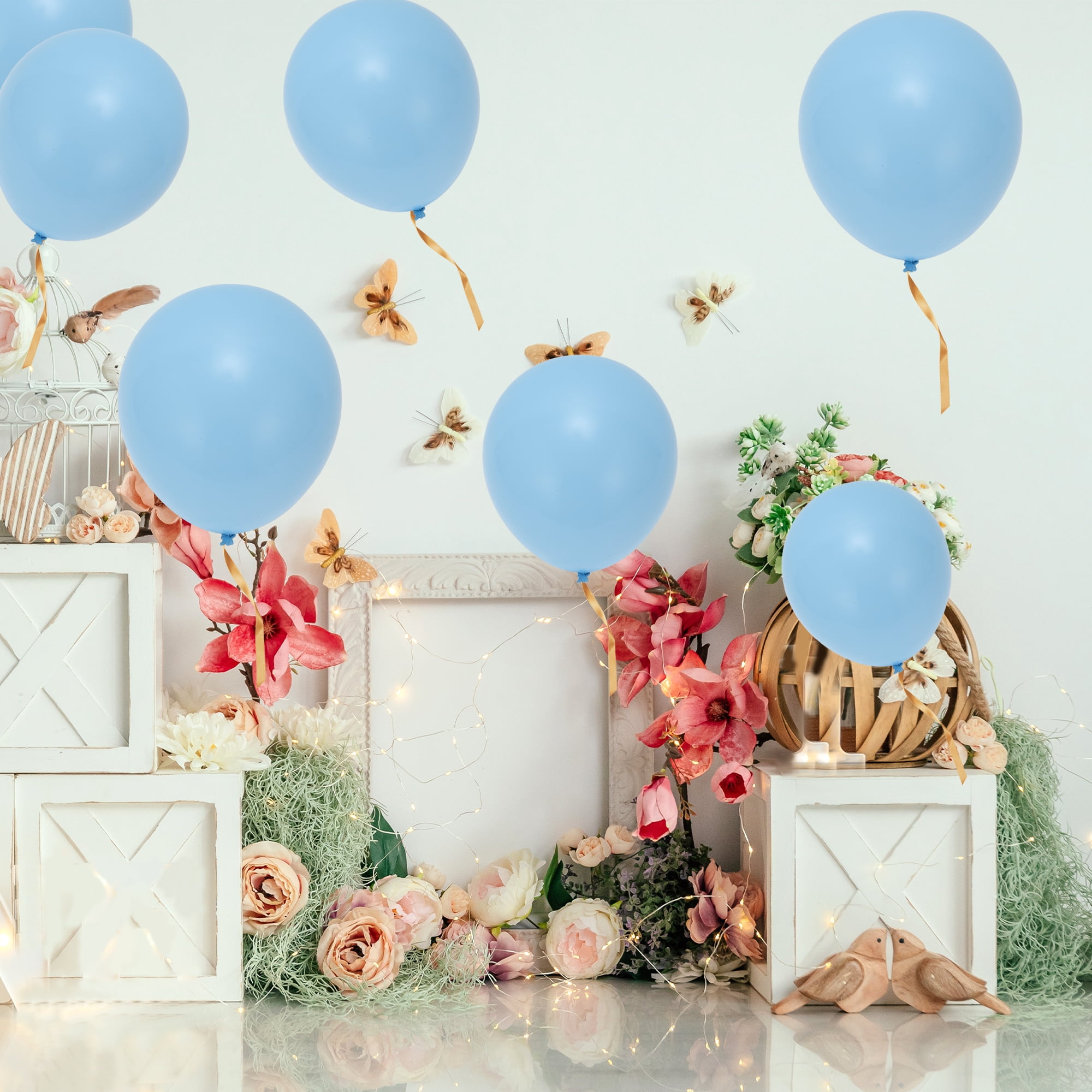 Unique Bargains 20 Pcs Latex Party Balloons 10-inch Round Helium Balloon Light Blue