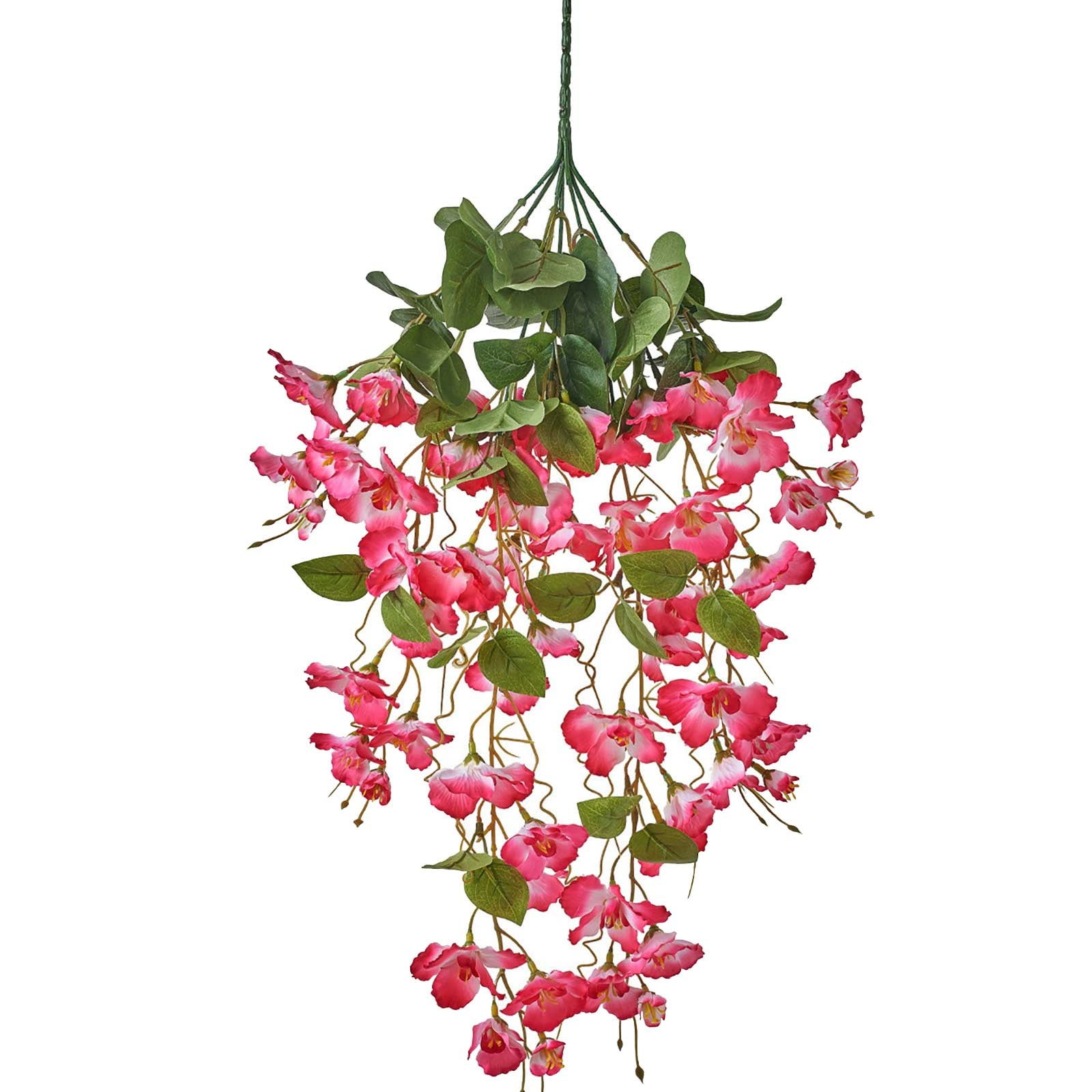 3pcs Artificial Fake Hanging Hibiscus Flowers Plants Baskets for Outdoor Outside Spring Summer Decoration, Faux Silk Hibiscus Long Vines in Planter UV Resistant Realistic Flowers