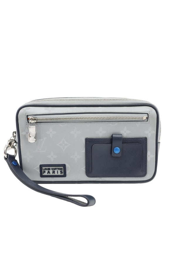 Pre-Owned Pre Owned Louis Vuitton Satellite Alpha Monogram Canvas Clutch Bag Silver