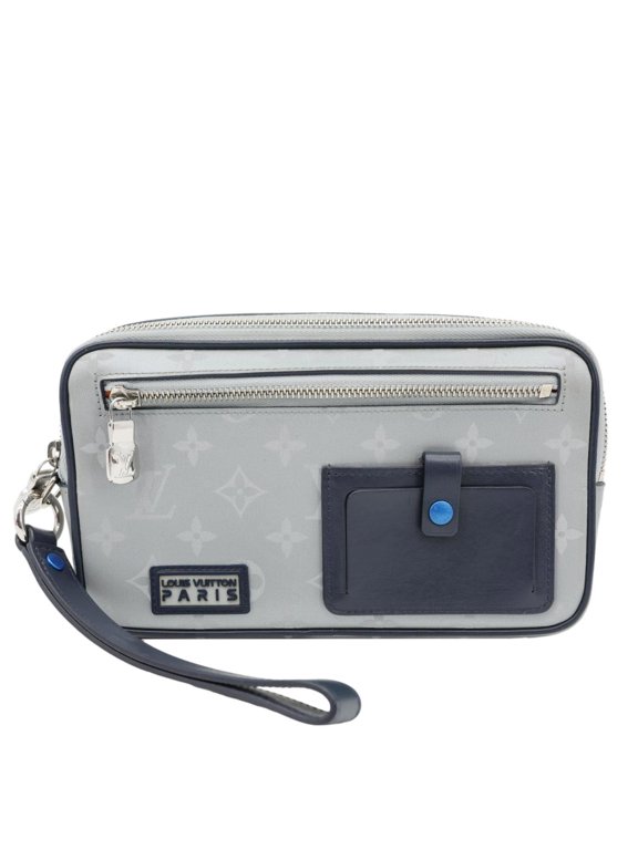 Pre-Owned Pre Owned Louis Vuitton Satellite Alpha Monogram Canvas Clutch Bag Silver