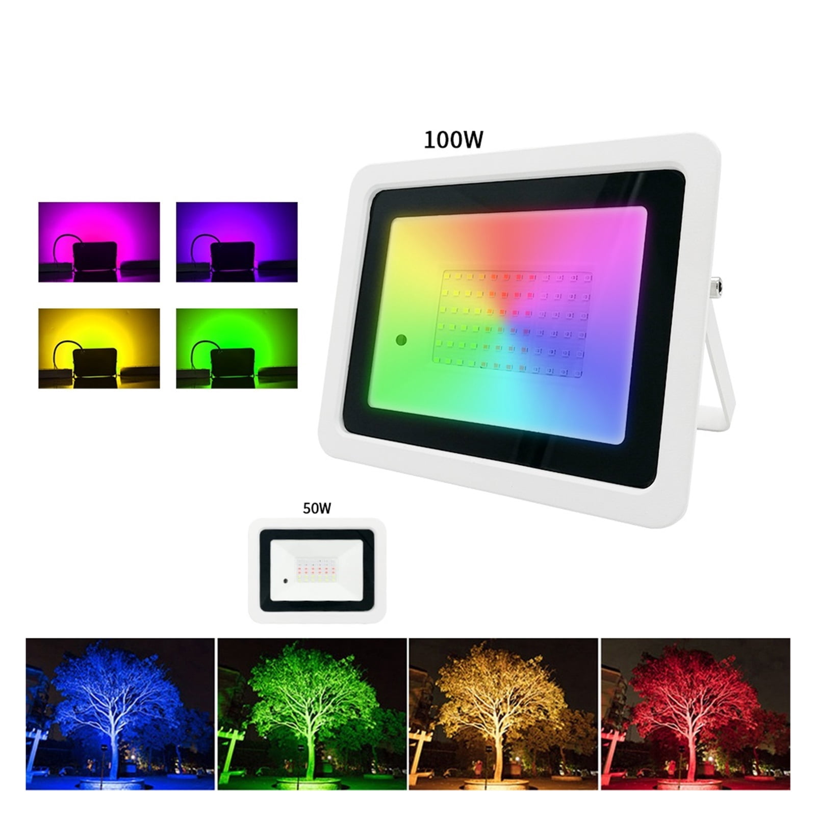 RGB Flood Light 100W 50W 30W 20W RGB Reflector IP68 Waterproof LED Spotlight Projector Lamp Outdoor Garden Lighting ,Multifunctional Lighting