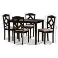 thumbnail image 3 of Baxton Studio Ruth Modern and Contemporary Beige Fabric Upholstered and Dark Brown Finished 5-Piece Dining Set, 3 of 15