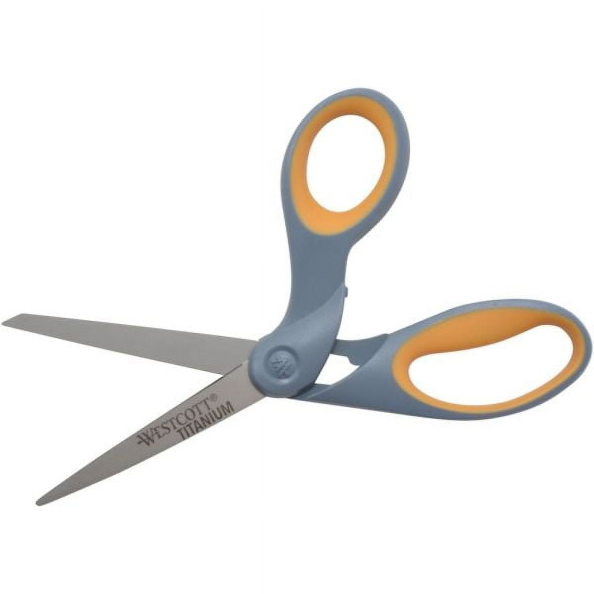 2PK Westcott Titanium Bonded Scissors, 8" Long, 3.5" Cut Length, Gray/Yellow Offset Handle (13731)