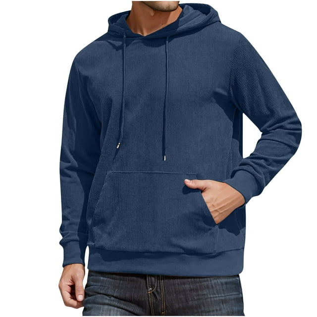 Yuyuzo Chandails à Capuchon pour Hommes à Manches Longues, Chandails en Molleton à Cordon, Amples, Décontractés, d'Automne, Unis, Chandails à Enfiler