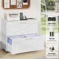 thumbnail image 4 of Lateral File Cabinet with Charging Station for Letter/Legal/A4 Size Hanging Files, Large Wood File Storage Cabinets Printer Stand for Home Office, 4 of 14