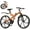 Orange, variant on Marknig 26 inch Folding Mountain Bike for Adults, 21 Speed Full Suspension High-Carbon Steel MTB Foldable Bicycle, Dual Disc Brake Non-Slip Folding Bikes for Men or Women, Pink