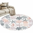 thumbnail image 2 of Orange Grey Coastal 3ft Round Rug, Summer Beach Coral Shell Ocean Non-Skid Rubber Backing Large Area Rugs - Living Room Bedroom Home Office, Indoor Floor Mat Carpets Washable Rug, 2 of 9
