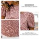 thumbnail image 5 of Blusa de Mujer Manga Corta Linterna Cuello Redondo Estampado de Puntos Ajuste Suelto Señora Casual Top para Viajes Diarios de Verano Rouge M, 5 of 6
