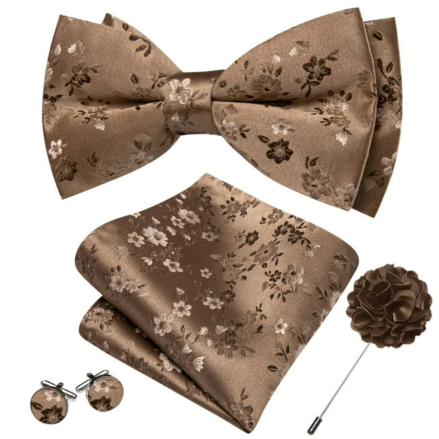Set de pajaritas Barry.Wang de seda floral marrón moca, 4 unidades