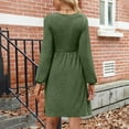 thumbnail image 5 of Bovxnpu Women Long Sleeve Dresses Plus Size Dresses, Long Sleeve Dress for Women Sweater Dress Crew Neck Empire Waist Tunic Dress Fall Dresses Women Casual Dress with Pockets Spring Fall Outfits, 5 of 5