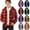 Red, variant on Boys Long Sleeve Plaid Shirt Jacket Kids Button Down Shirt Hoodies Lightweight Classic Collared Shacket with Pocket for 5-14 Years