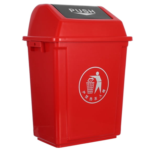 HEANUJJ Plastic Swing Top Trash Can Red Waste Disposal for Kitchen Home 1Set