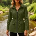 thumbnail image 2 of Annhoo Windbreakers Jackets for Women Mock Collar Full Zip Cinched Drawstring Waist Cargo Pocket Hiking Coat, 2 of 6