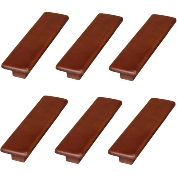 Gamvdout Cabinet Pulls 6Pcs Beech Wood Mahogany Wardrobe Handle Cabinet Door Cabinet Drawer Rectangular Handle 96Mm Wood Color