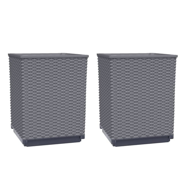 vidaXL Planters Flower Boxes with Rattan Look Outdoor Plant Boxes for Patio