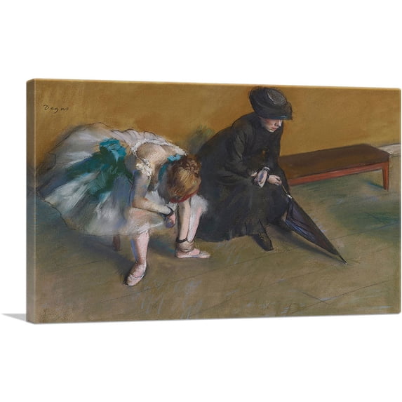 ARTCANVAS Waiting 1882 Canvas Art Print by Edgar Degas - Size: 60" x 40" (1.50" Deep) (3-Piece)