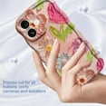 thumbnail image 4 of Compatible WIth iPhone 16 Phone Case,Cute Steric Flower Printing Girls Women,Shockproof Curly Wave Wavy Edge Thin Pretty Floral Leaf Oil Painting Pattern Rugged Anti-fall Phone Case,F, 4 of 5