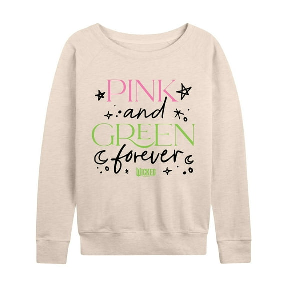 Wicked - Pink And Green Forever - Womens French Terry Pullover Sweatshirt