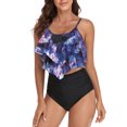 thumbnail image 5 of Traje De Baño Para Mujer, Traje De Baño Con Volantes De Moda Para Mujer Con Estampado Transpirable De Doble Capa Para Nadar Mgaxyff Top Tie Dye Morado Shorts Negros XXL, 5 of 5