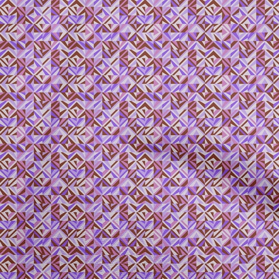 oneOone Cotton Poplin Purple Fabric Geometric Sewing Fabric By The Yard Printed Diy Clothing Sewing Supplies 42 Inch Wide