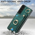 thumbnail image 5 of Allytech Wallet Case for Samsung Galaxy S22, Support Car Mount, Luxury PU Leather Shockproof Anti-Fall 360° Finger Ring Stand Rotatable Kickstand Case with Magnetic Snap & Card Slots - Green, 5 of 8