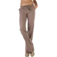 thumbnail image 2 of ToBeInStyle Women's Cozy Linen-Cotton Blend Heather Dye Pants - Mocha - Medium, 2 of 7