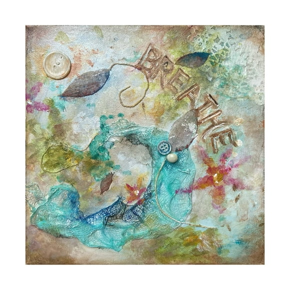 Canvas Wall Art - Christine Rotolo 'Mixed Media Breathe' Wall Art for Living Room, Bedroom, or Office Décor by Trademark Fine Art - 14 x 14 Inches
