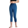 thumbnail image 7 of Cadmus Womens 3 Pack High Waist Tummy Control Capri Yoga Leggings with Pockets, Black & Medium Blue & Coffee Brown, L, 7 of 7